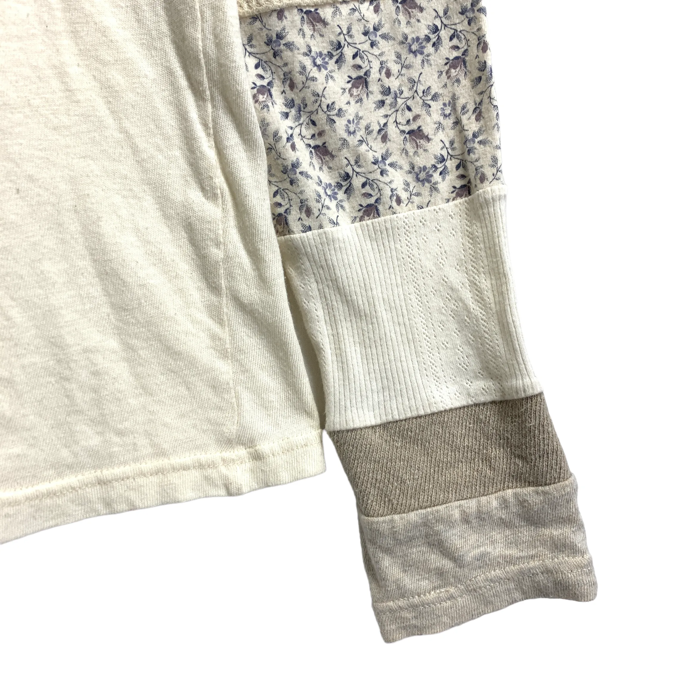 [2] Kapital Patchwork Sleeve V Neck L/S T Shirt Tee