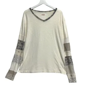 [2] Kapital Patchwork Sleeve V Neck L/S T Shirt Tee