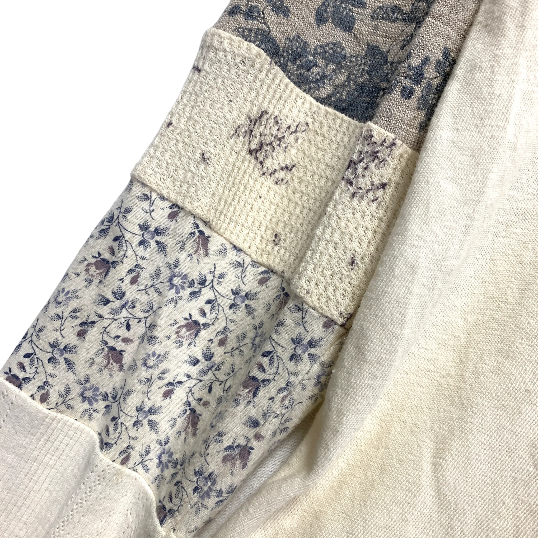 [2] Kapital Patchwork Sleeve V Neck L/S T Shirt Tee
