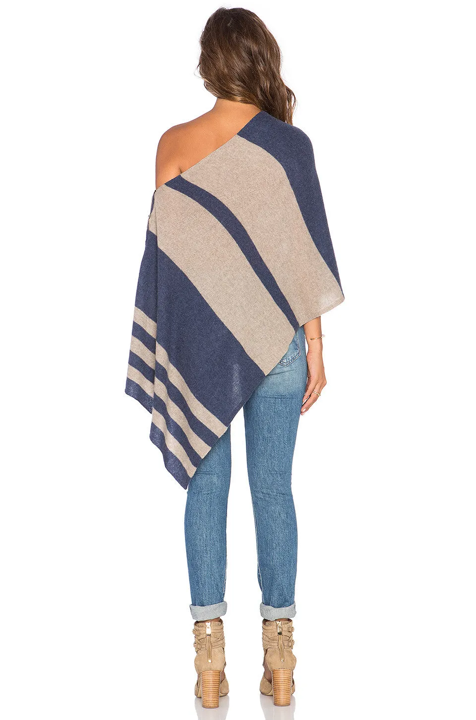 27 Miles Malibu Chumash Stripe Cashmere Poncho | Night/Oatmeal | One Size