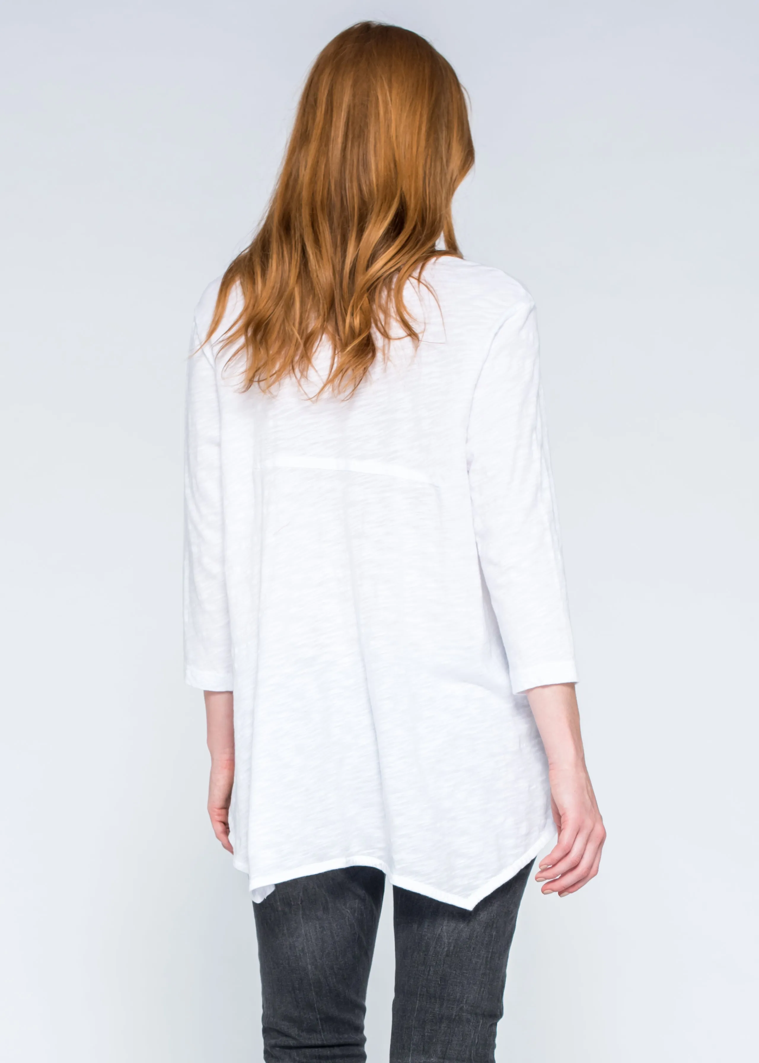 3/4 Sexy Deep V Neck Shrunken Boyfriend Top