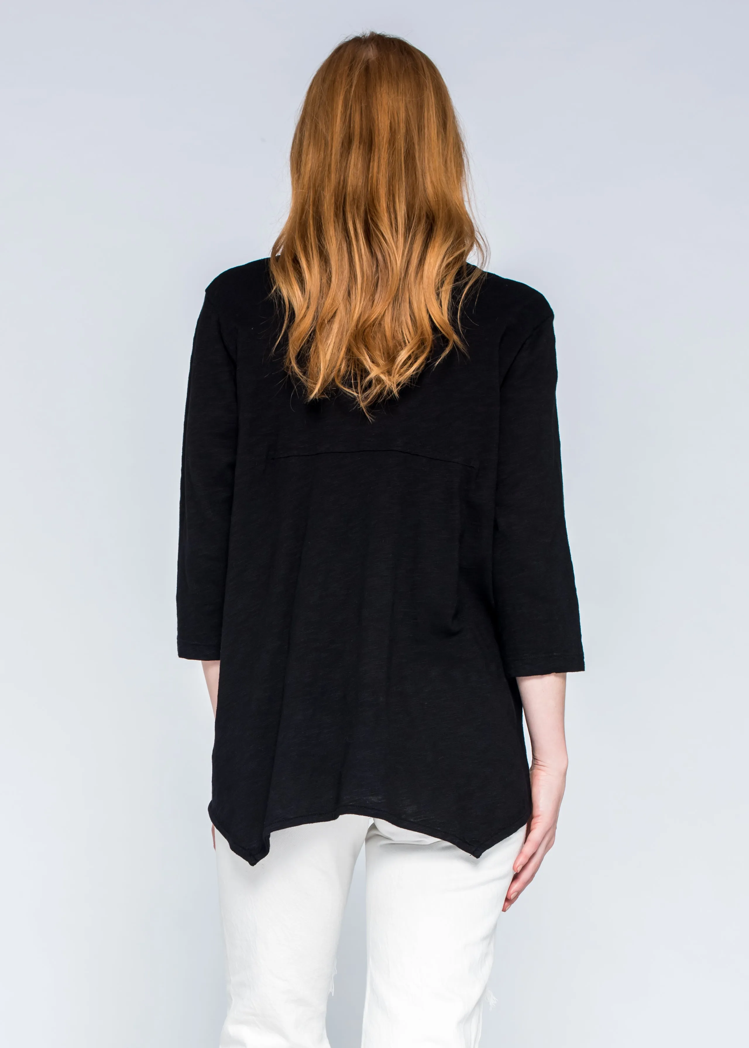 3/4 Sexy Deep V Neck Shrunken Boyfriend Top