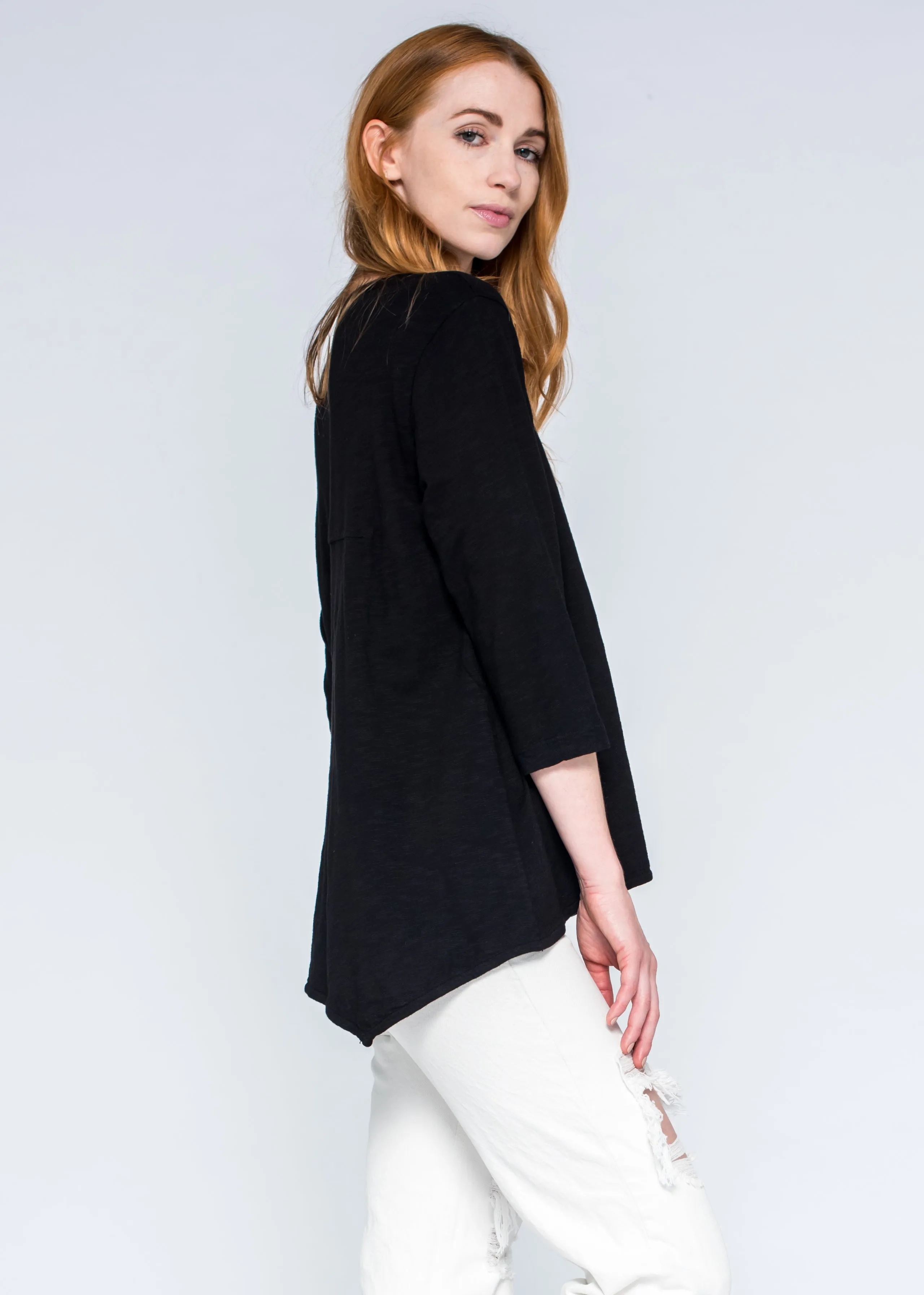 3/4 Sexy Deep V Neck Shrunken Boyfriend Top