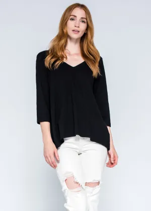 3/4 Sexy Deep V Neck Shrunken Boyfriend Top