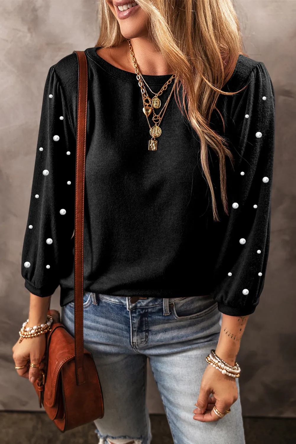 3/4 Sleeve Crew Neck T Shirt