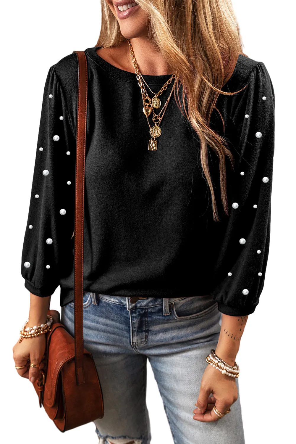 3/4 Sleeve Crew Neck T Shirt