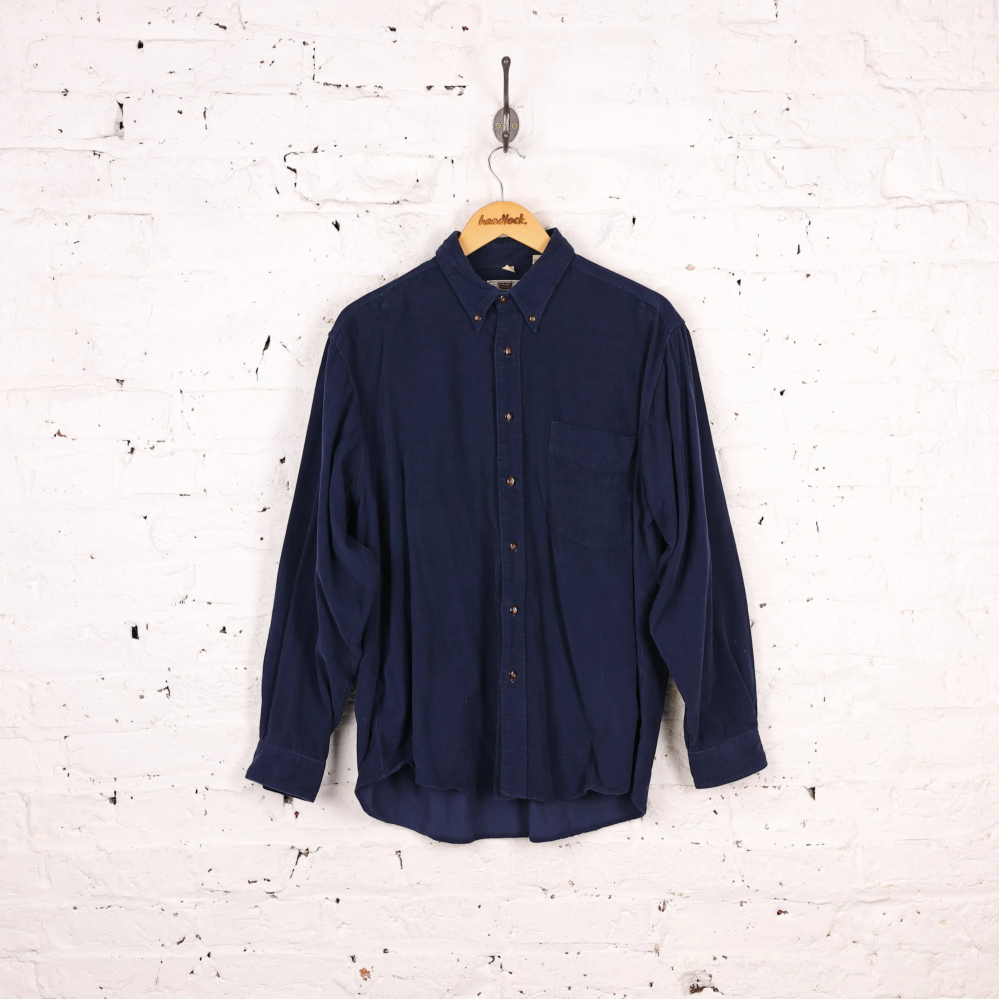 90s Corduroy Shirt - Blue - L