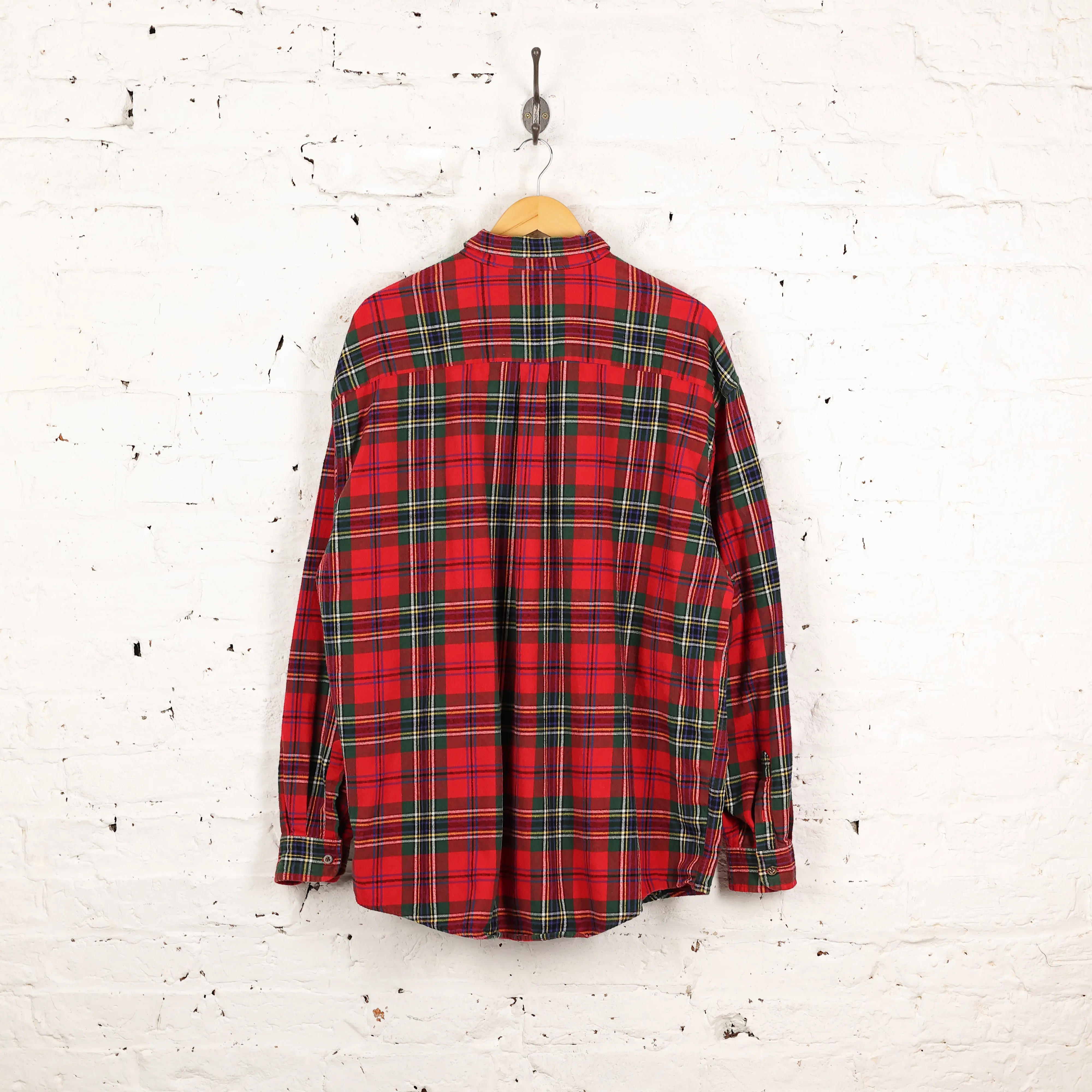 90s Tartan Check Shirt - Red - XL