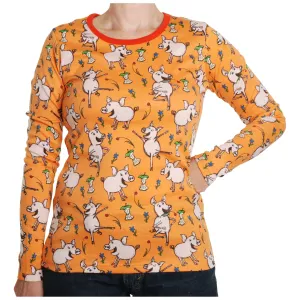 Adult's Dancing Pigs - Orange Long Sleeve Shirt