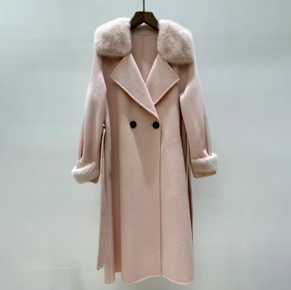Alisha | Cashmere Wool Coat with Fox Fur