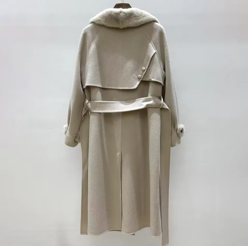 Alisha | Cashmere Wool Coat with Fox Fur