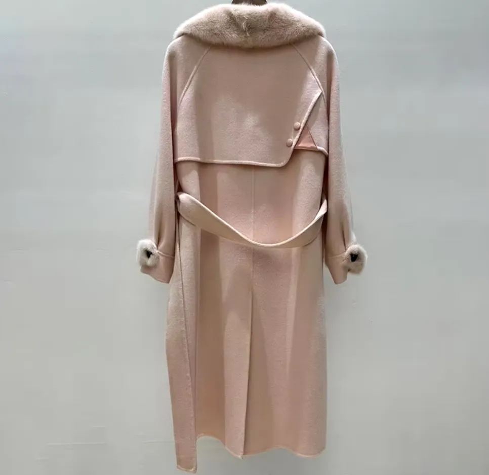 Alisha | Cashmere Wool Coat with Fox Fur