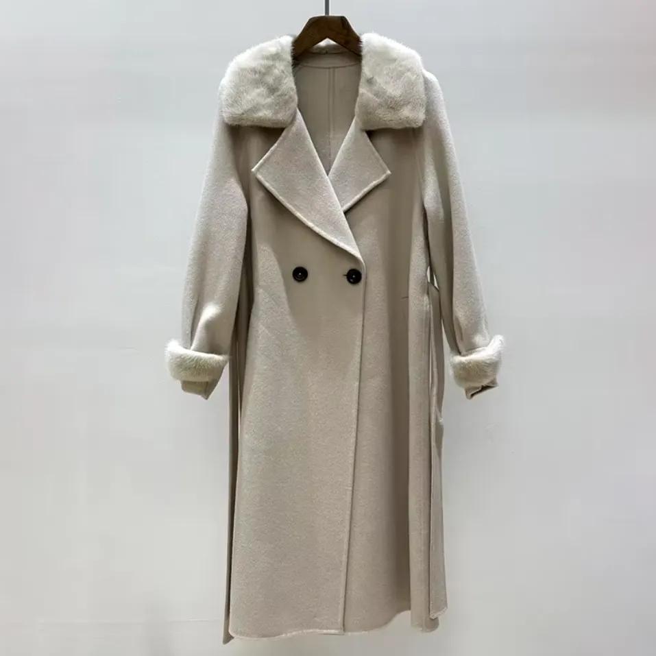 Alisha | Cashmere Wool Coat with Fox Fur