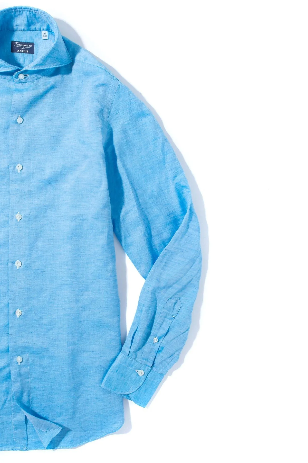 Andorra Carlo Riva Cotton Linen Shirt In Aqua