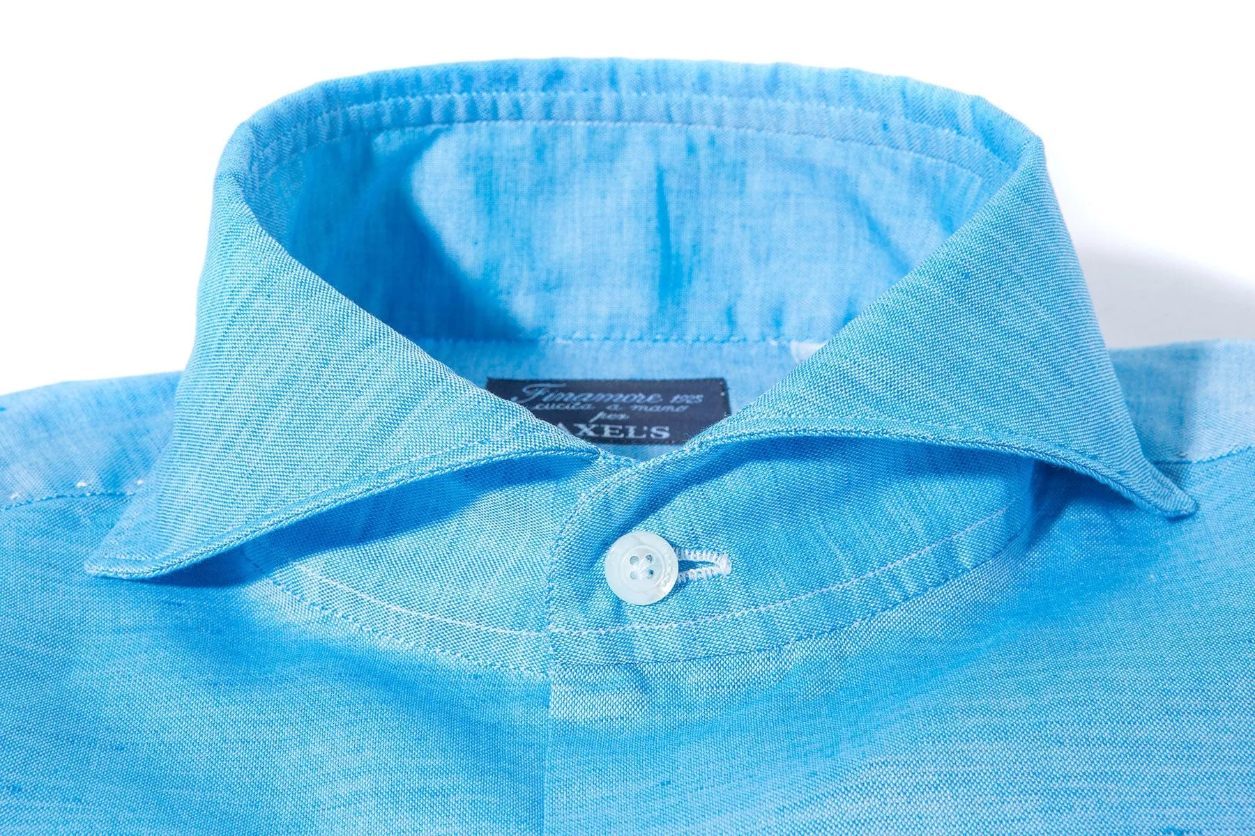 Andorra Carlo Riva Cotton Linen Shirt In Aqua