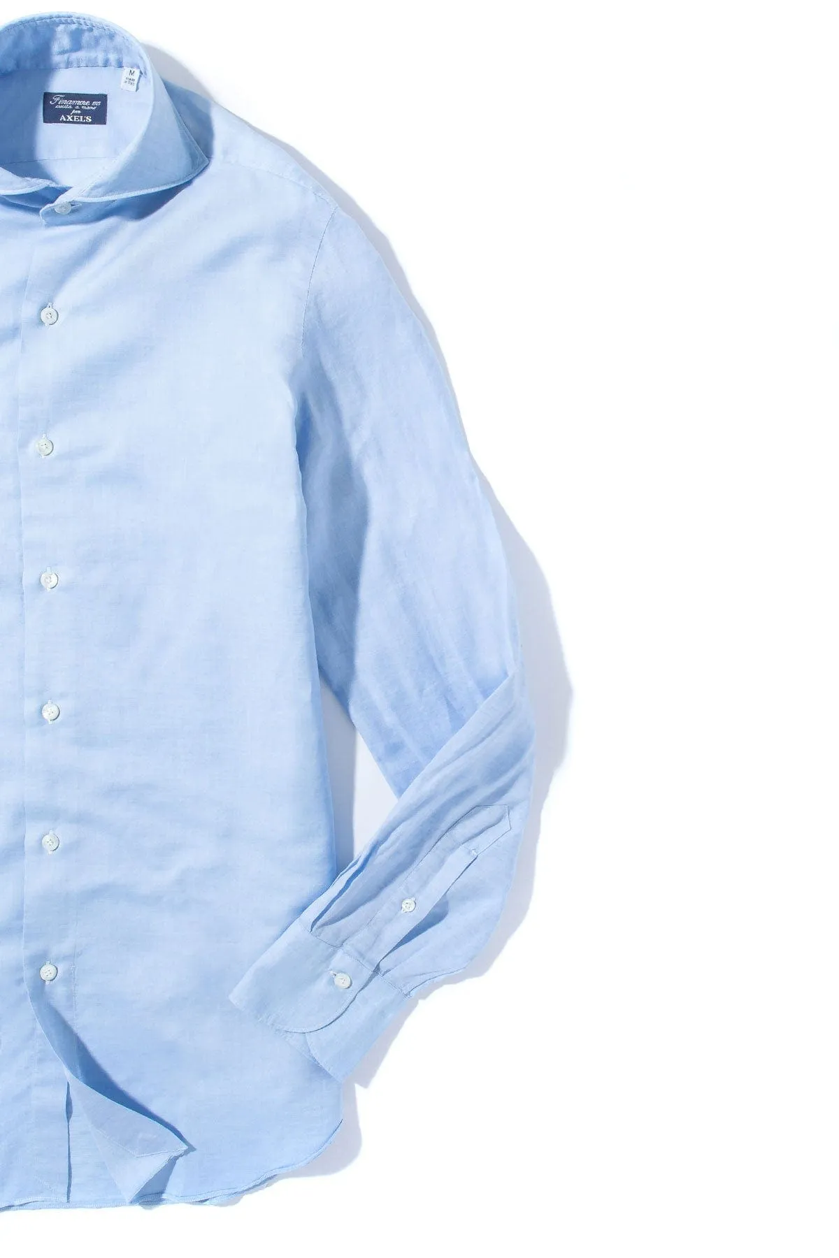 Andorra Carlo Riva Cotton Linen Shirt In Sky Blue