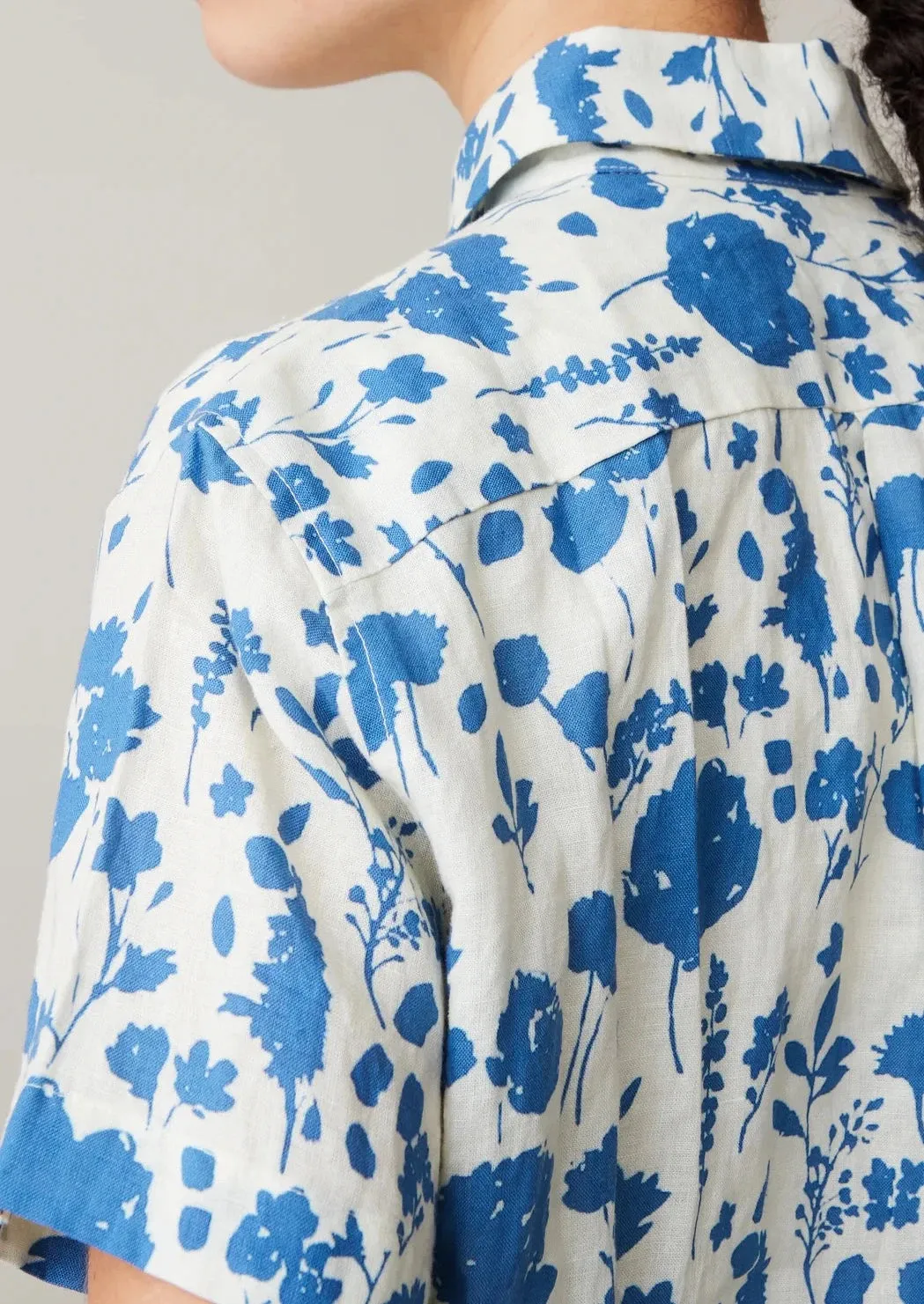 April Top, Floating Floral Linen