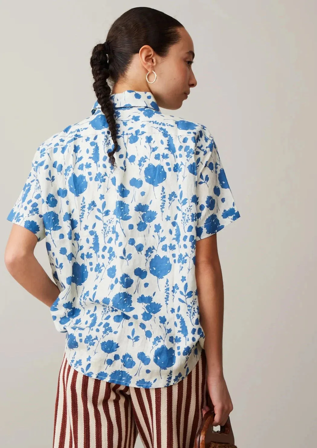 April Top, Floating Floral Linen