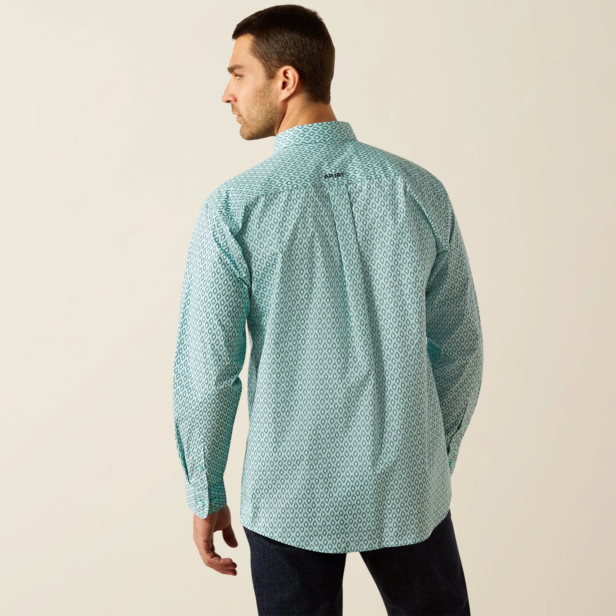 Ariat Canyon Classic Fit Mint Diamond Print Button-Down Shirt for Men