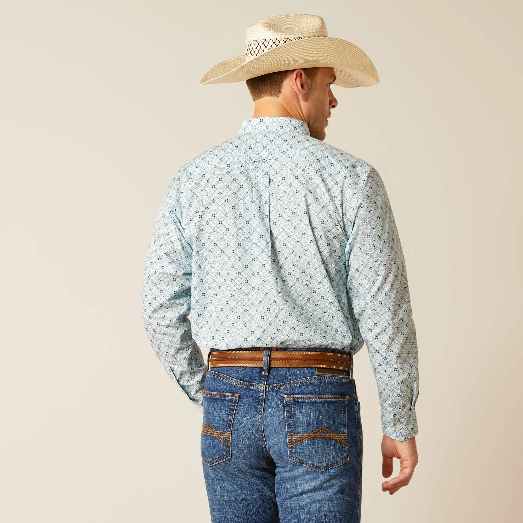 Ariat Eamon Blue Geometric Print Classic Fit Button-Down Shirt for Men