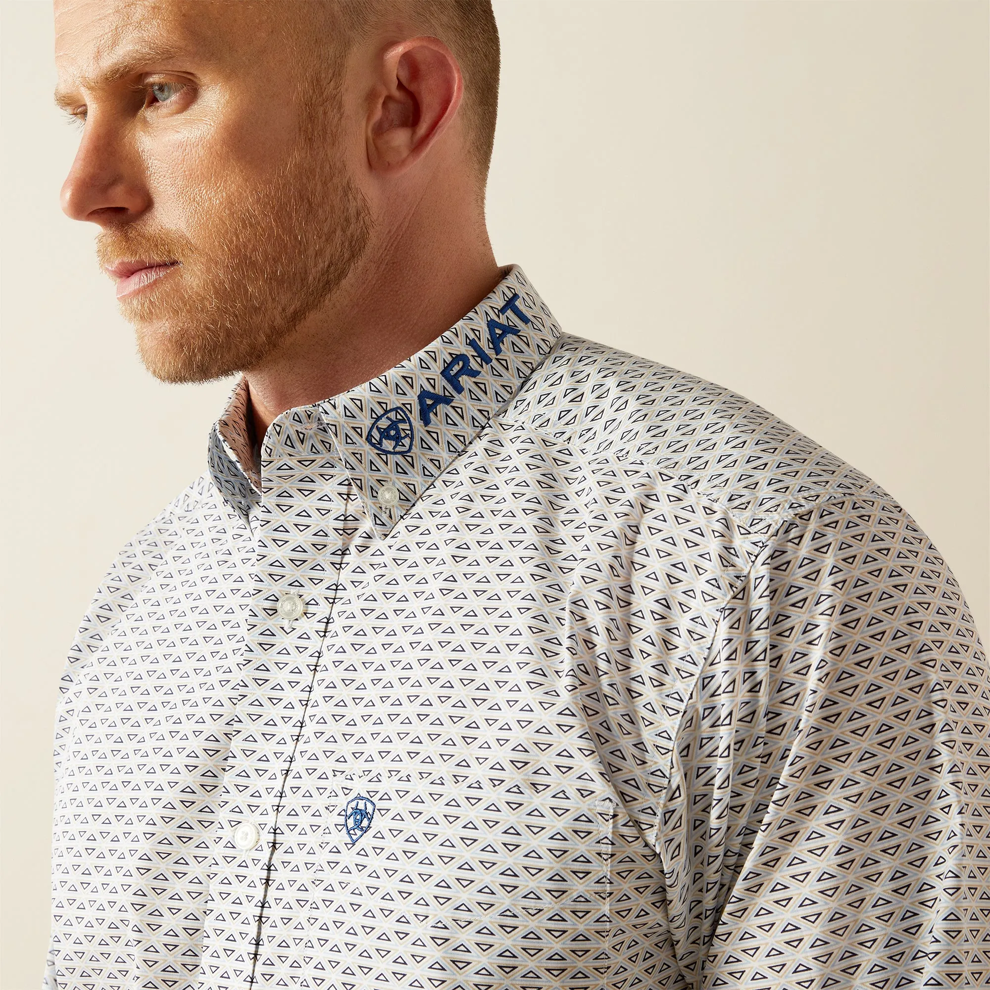 Ariat Team Drew Classic Fit Blue/White Print Button-Down Shirt for Men
