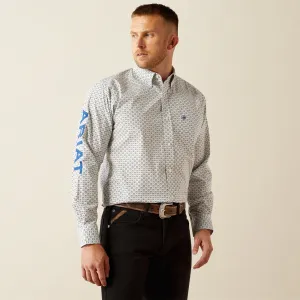Ariat Team Drew Classic Fit Blue/White Print Button-Down Shirt for Men