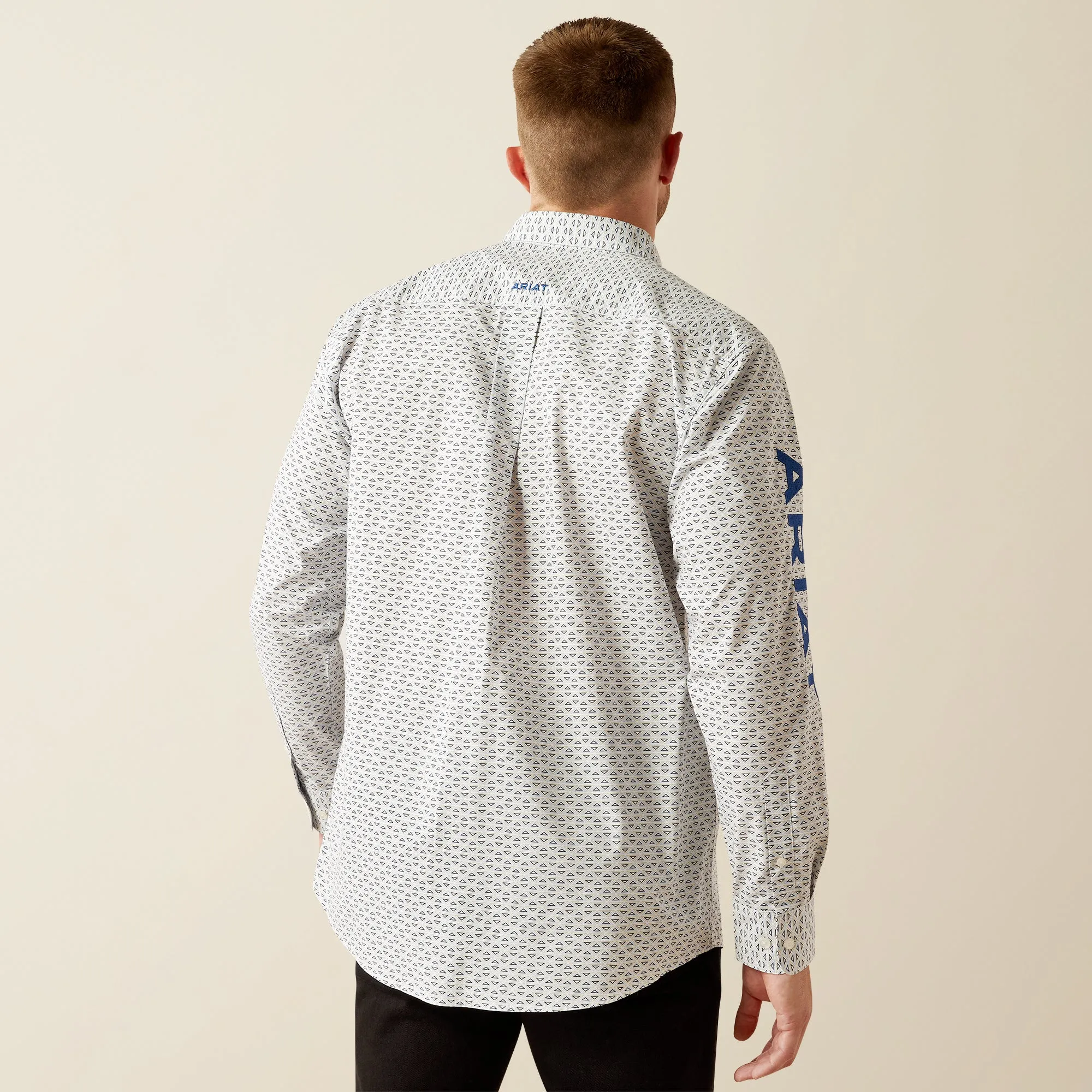 Ariat Team Drew Classic Fit Blue/White Print Button-Down Shirt for Men