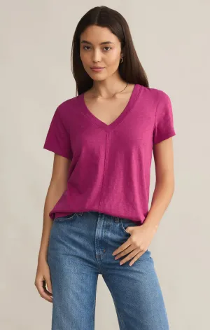 Asher V-Neck Tee-Magenta