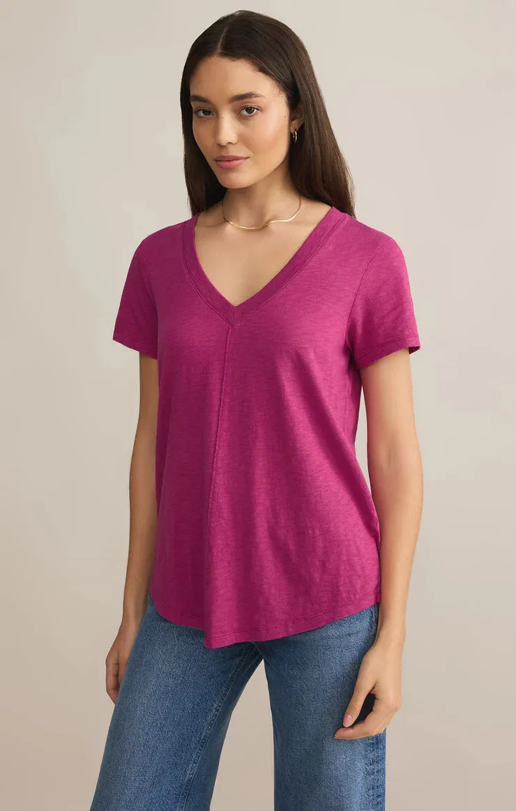 Asher V-Neck Tee-Magenta