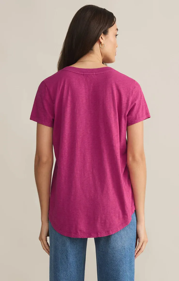 Asher V-Neck Tee-Magenta