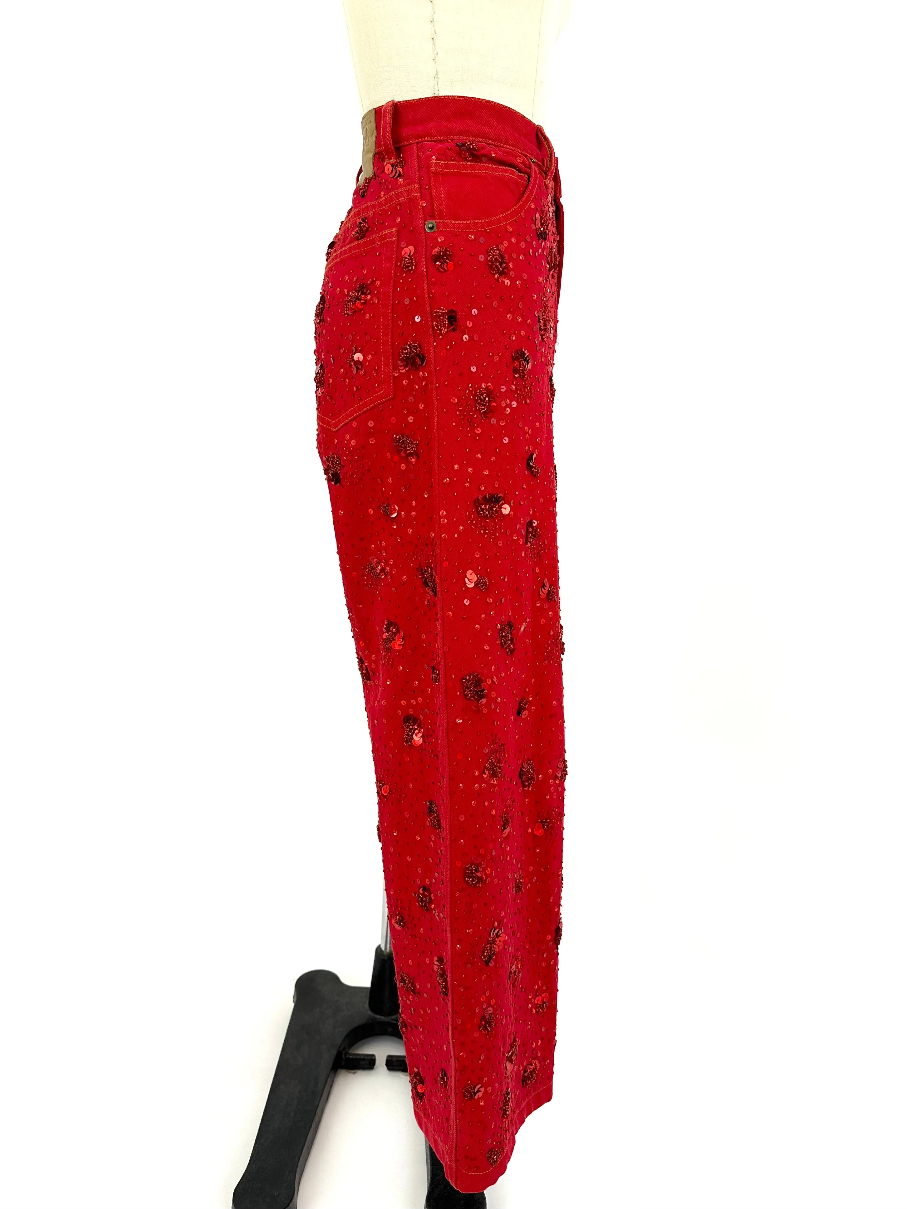 Ashish Red Denim Sequin Set