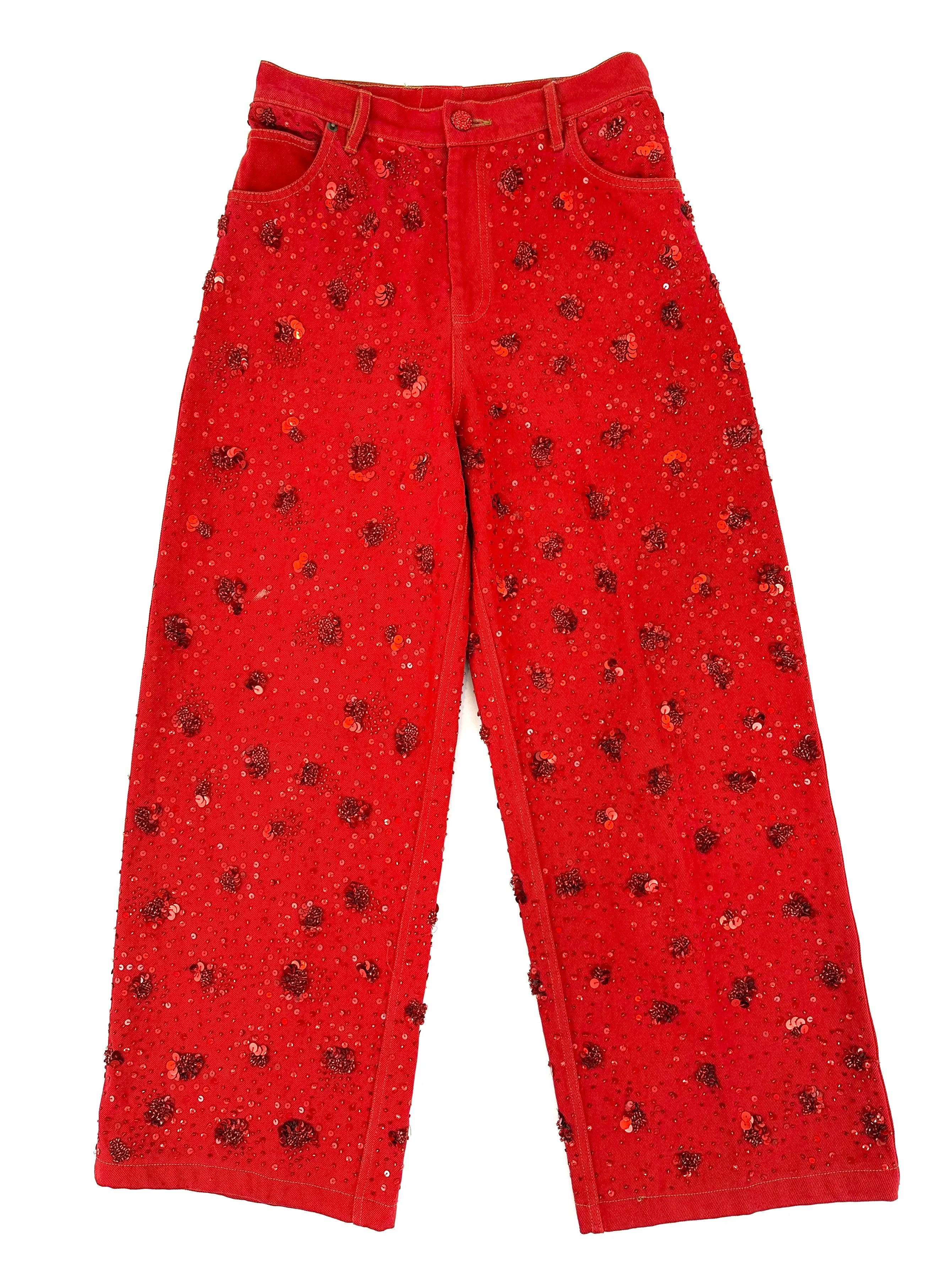 Ashish Red Denim Sequin Set