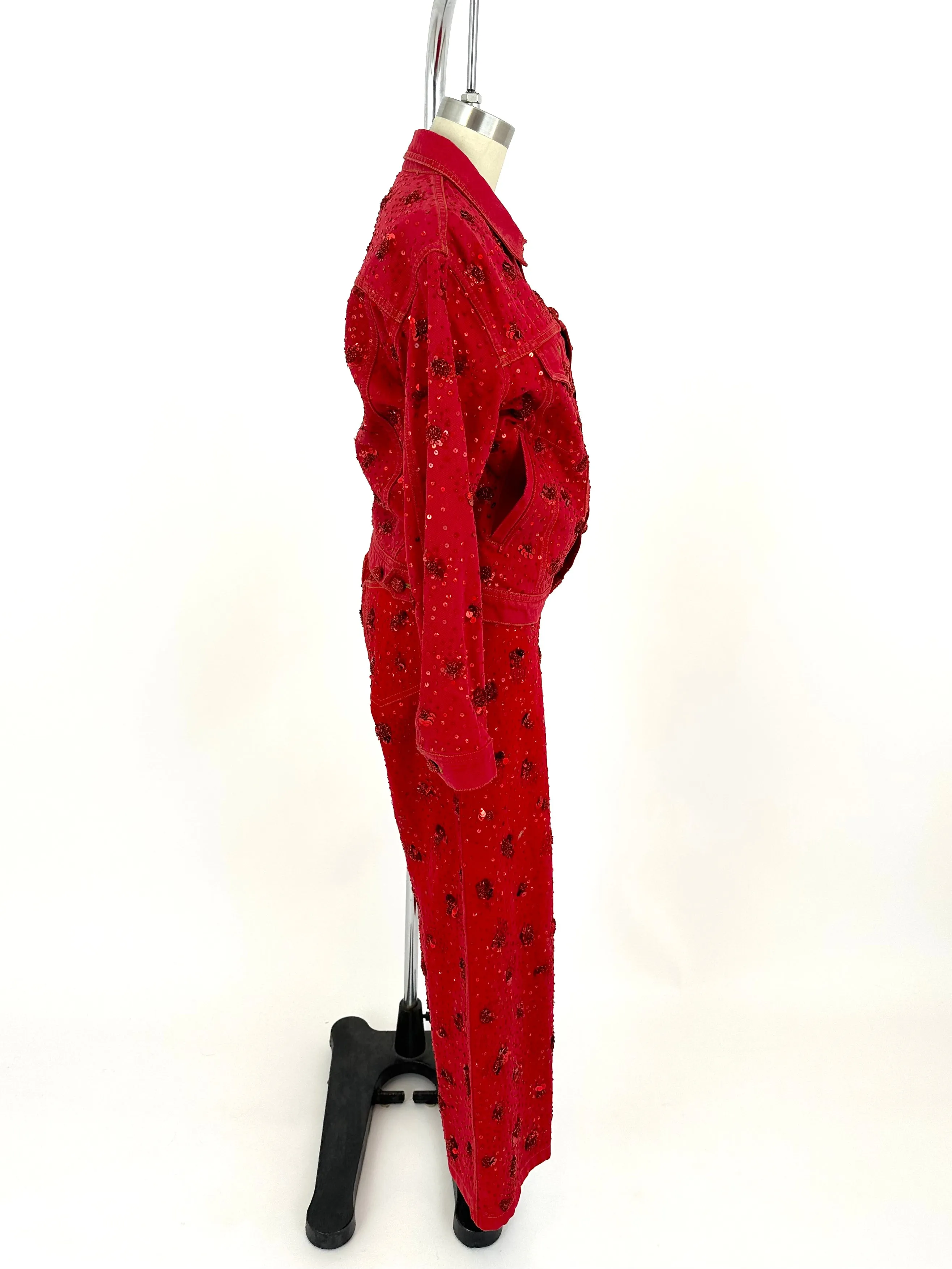 Ashish Red Denim Sequin Set