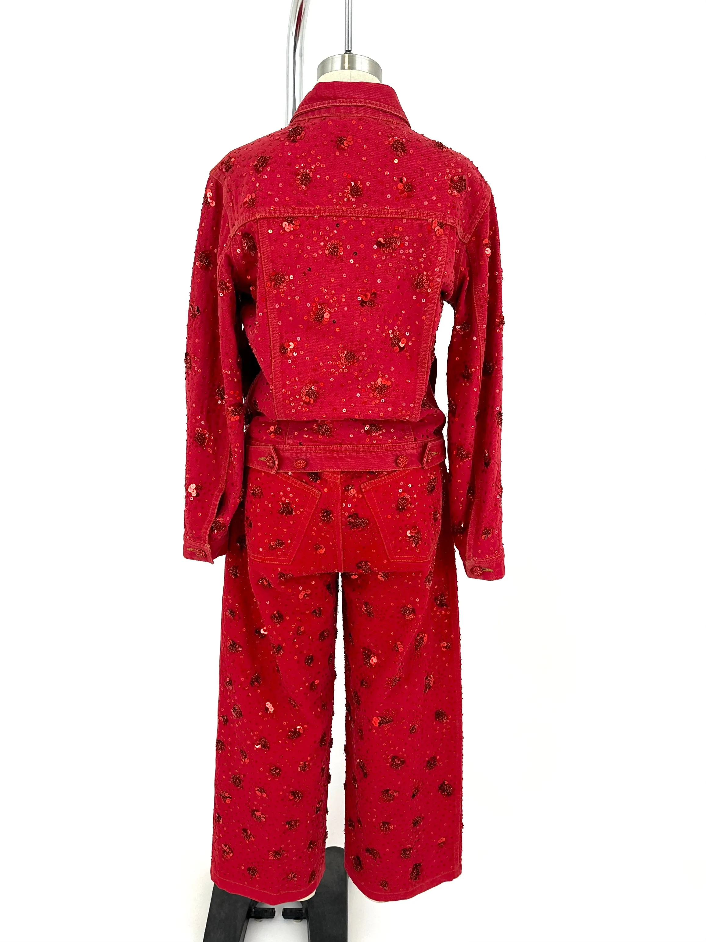 Ashish Red Denim Sequin Set