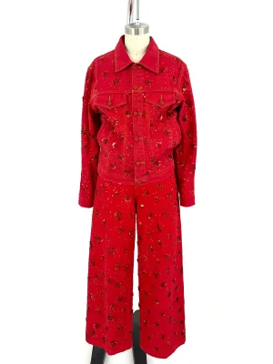 Ashish Red Denim Sequin Set