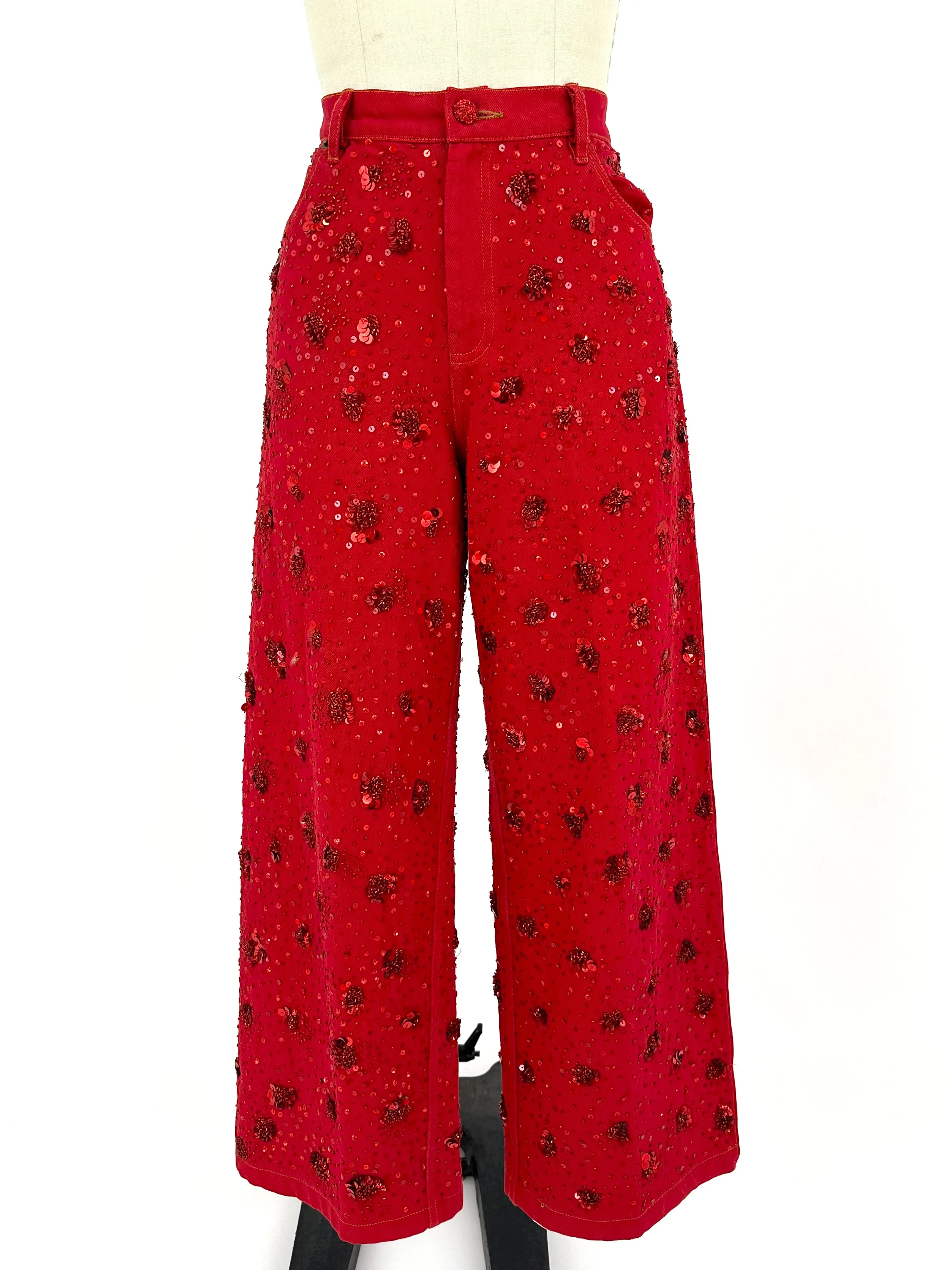 Ashish Red Denim Sequin Set