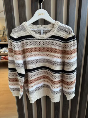 AUTUMN CASHMERE MULTI STITCH PUFF SLEEVE CREW