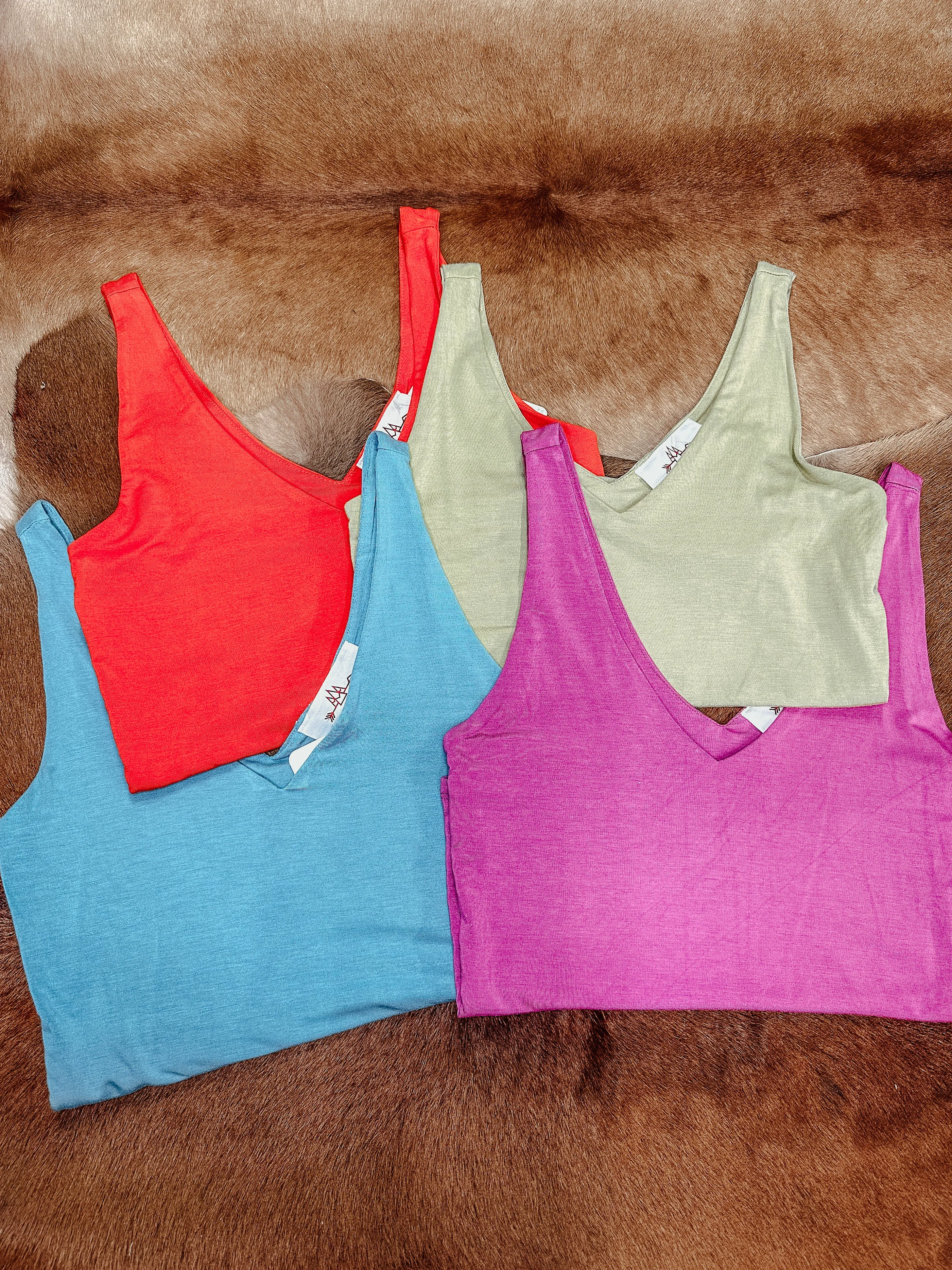 Basic Double Lined V Neck Tank