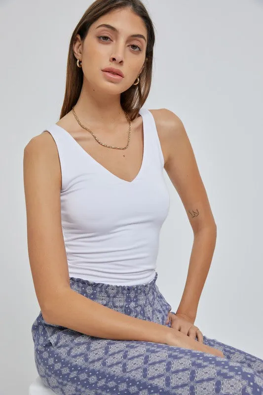 Basic Double Lined V Neck Tank