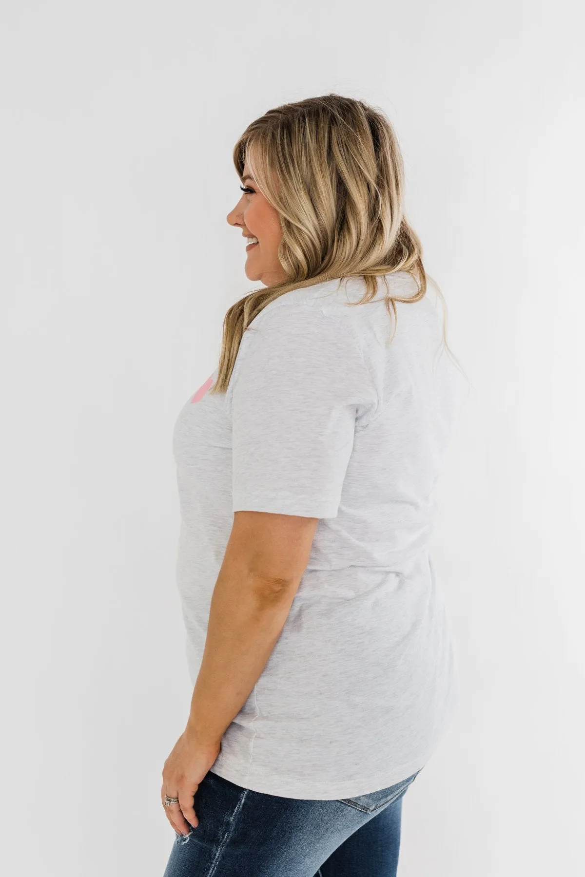 Be Kind With A Heart Graphic Tee- Heather Grey
