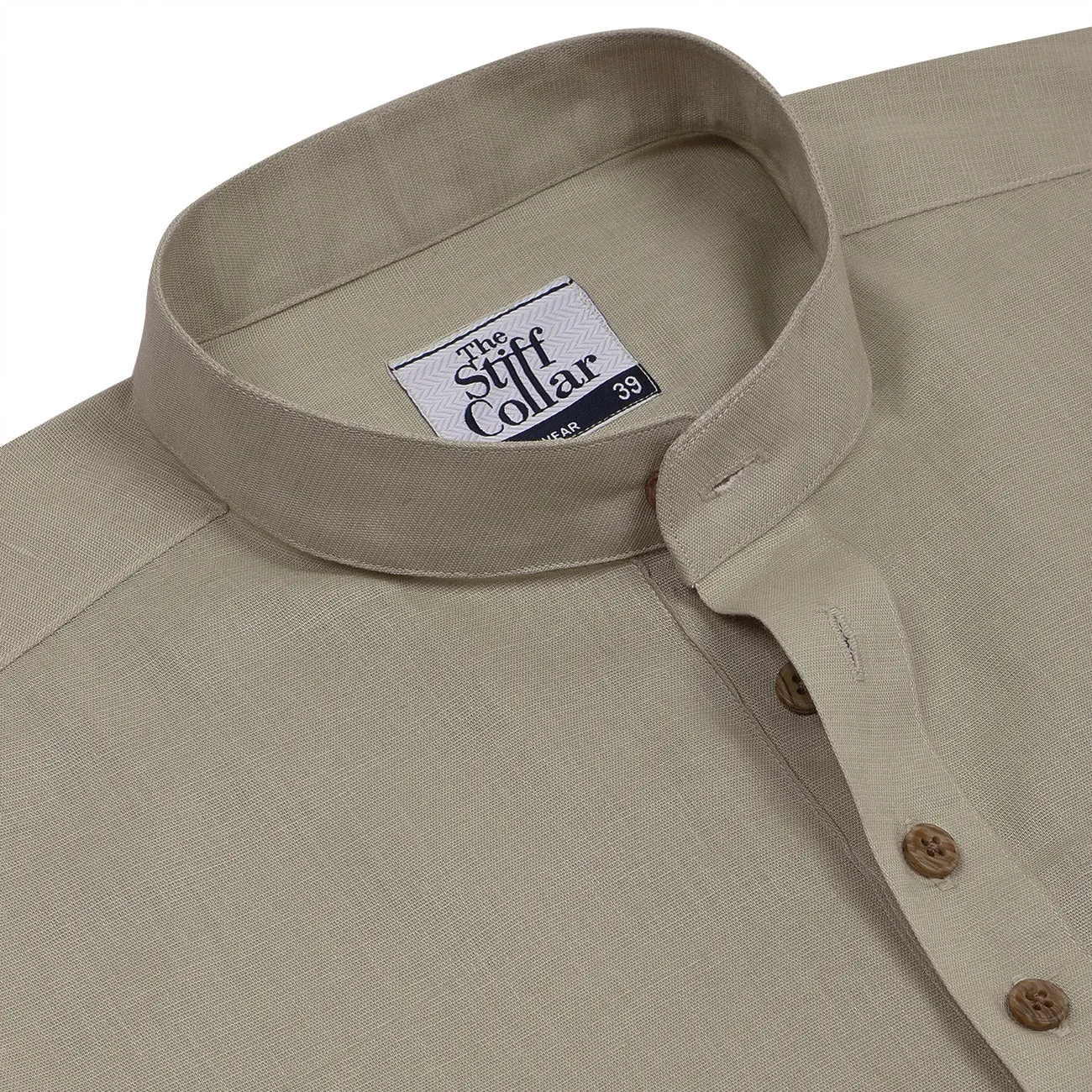 Beige Rolled-up Sleeve Short Kurta