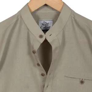 Beige Rolled-up Sleeve Short Kurta