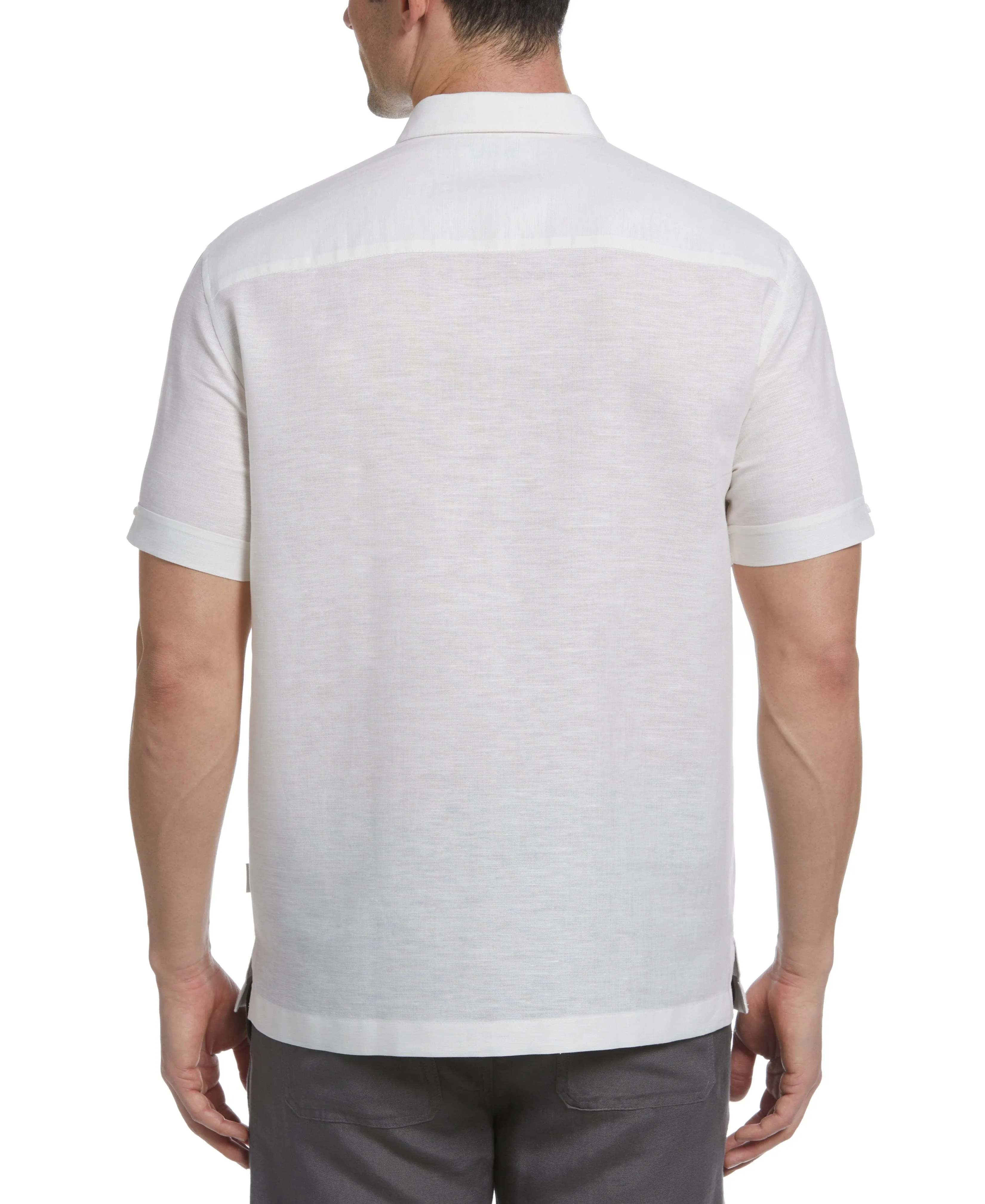 Big & Tall Linen Blend Yarn Dye Panel Shirt