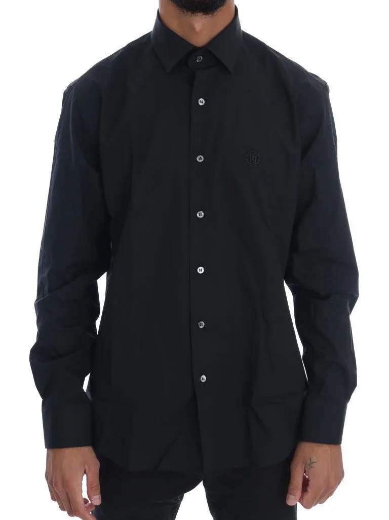 Black Cotton Stretch Slim Fit Shirt