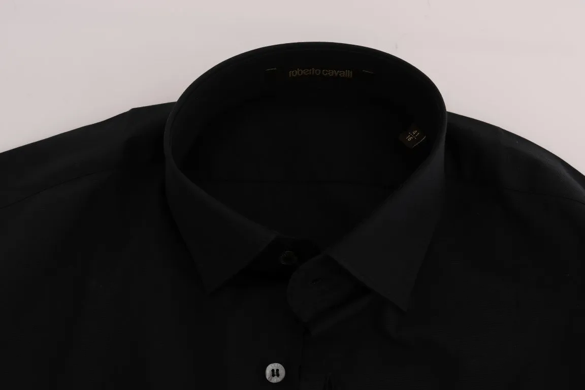 Black Cotton Stretch Slim Fit Shirt