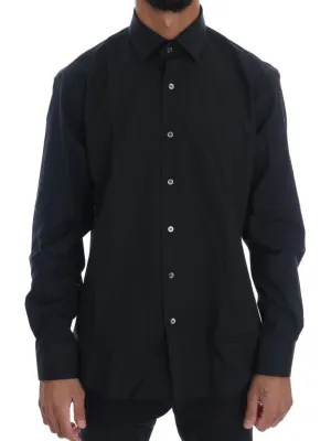 Black Cotton Stretch Slim Fit Shirt