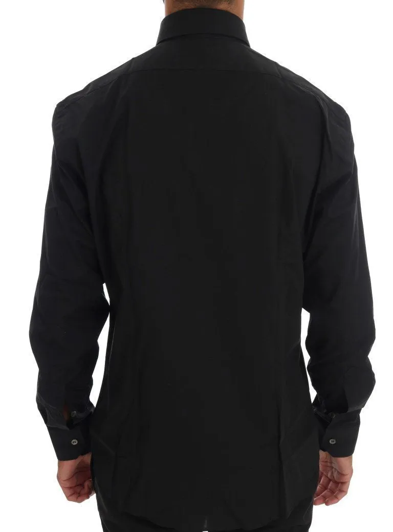 Black Cotton Stretch Slim Fit Shirt