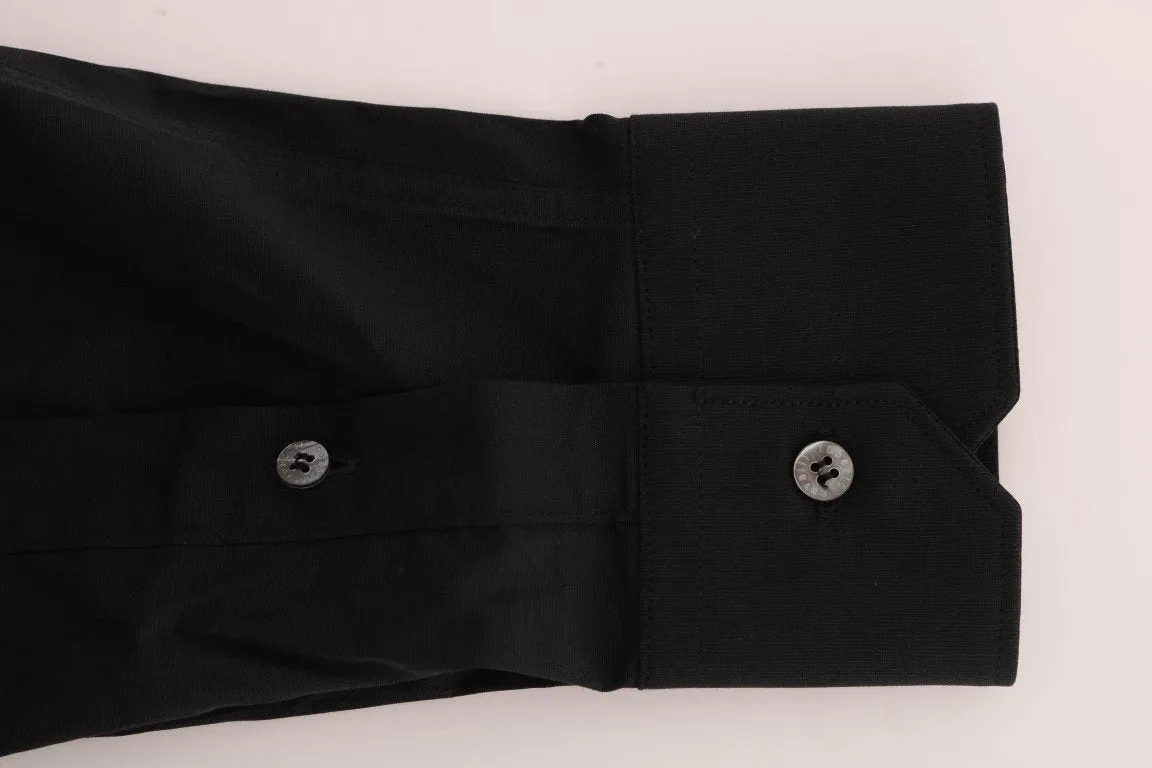 Black Cotton Stretch Slim Fit Shirt