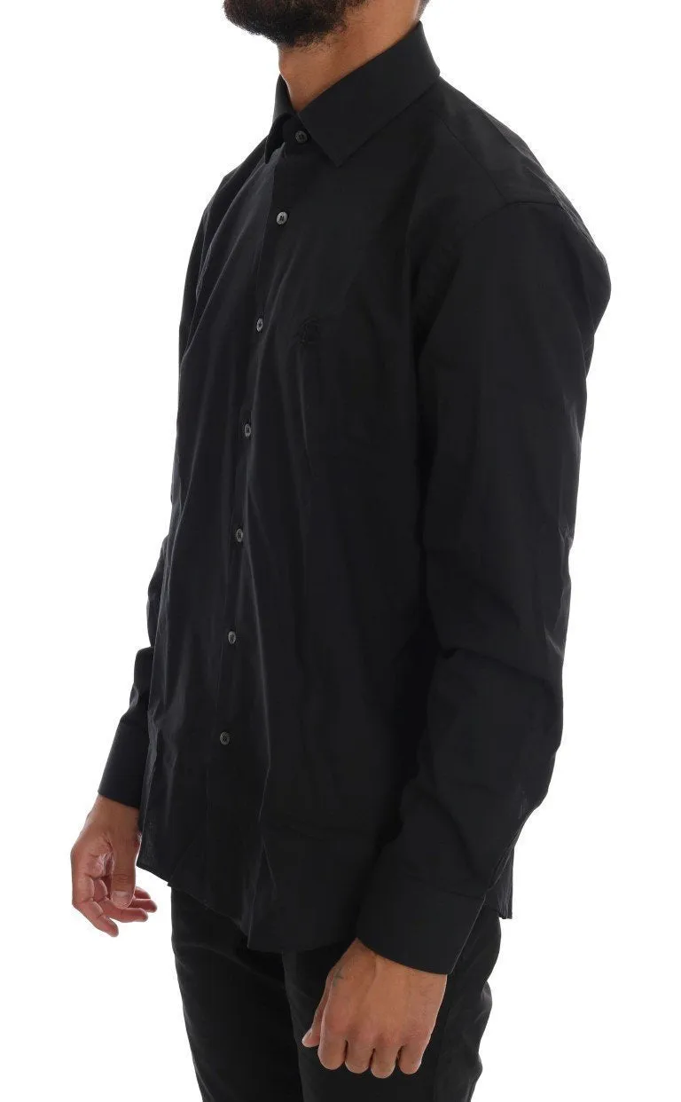 Black Cotton Stretch Slim Fit Shirt