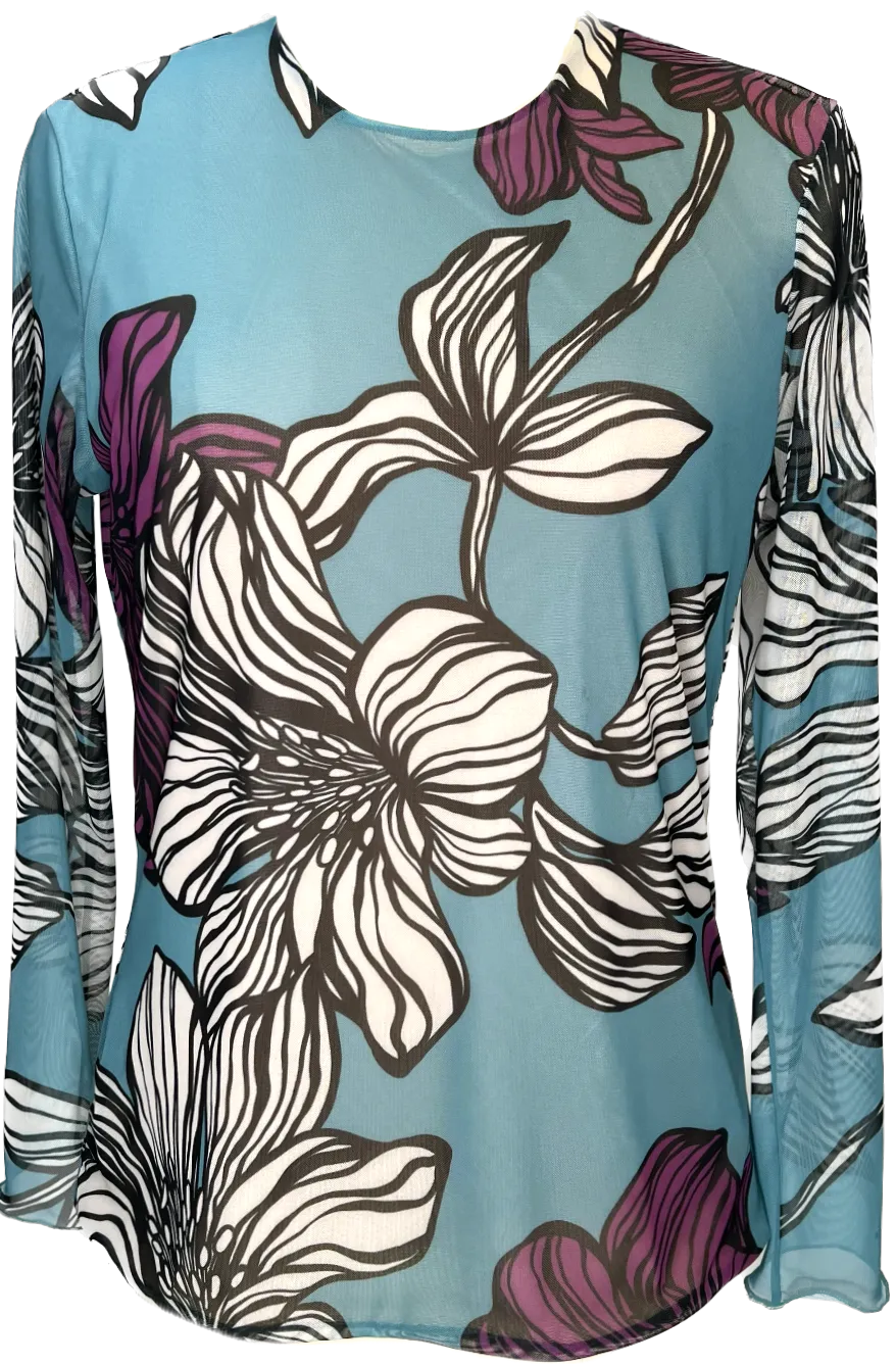Black Flower Crew Neck Top